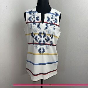 Peck & Peck Blouse Women's Small Multicolor Floral Embroidered Stripped Artsy